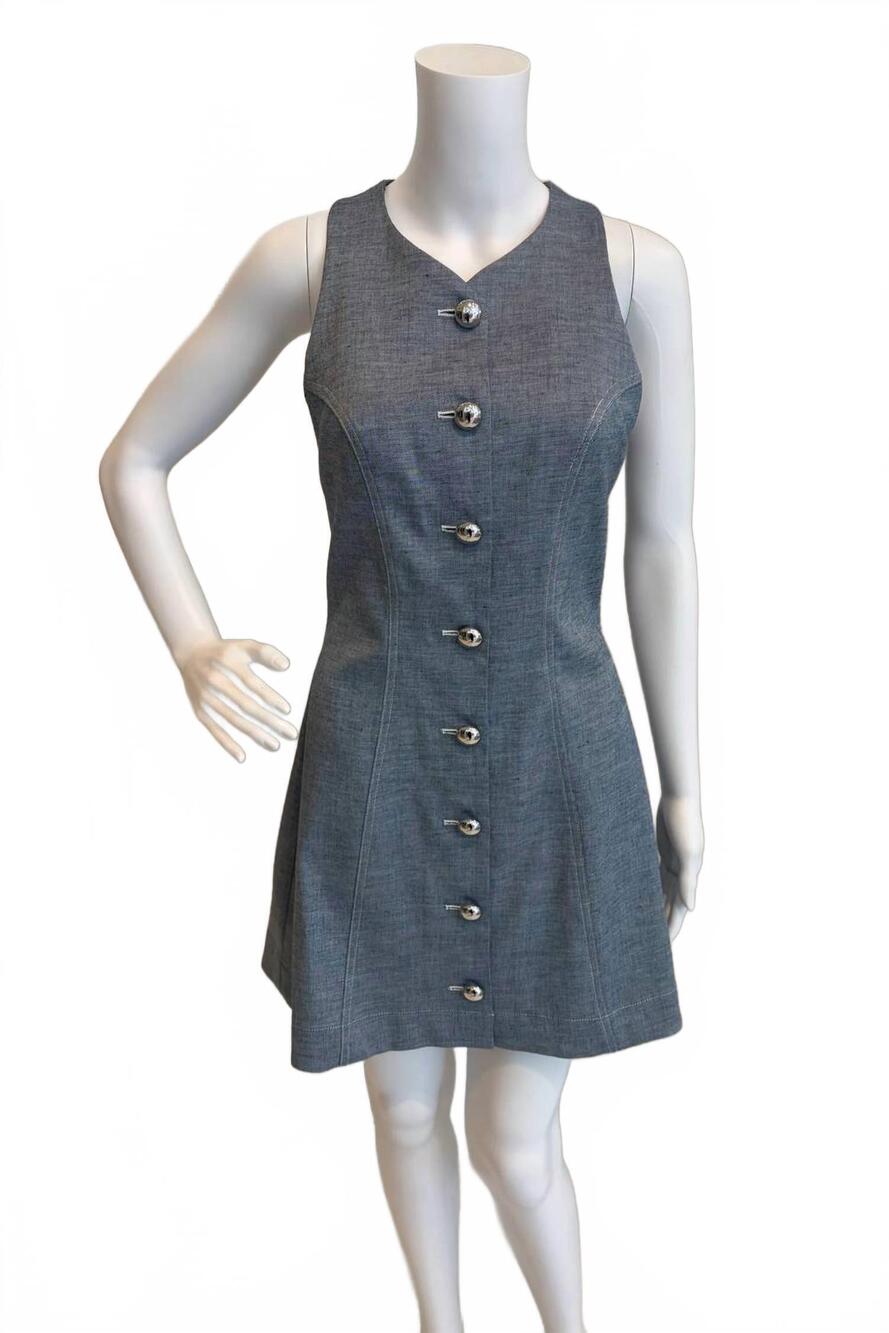 NEW MATTHEW BRUCH women's vest mini dress in chambray